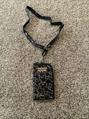Disney Mickey Mouse Black and Gold Lanyard Pouch